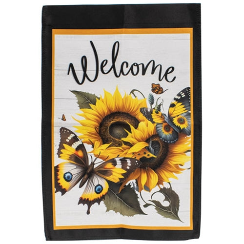 Sunflowers & Butterflies Welcome Garden Flag