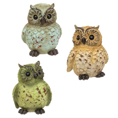 Distressed Resin Baby Owl Figure - 3 Asstd.