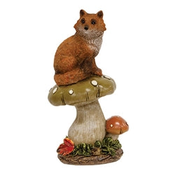 Resin Mushroom Perched Woodland Friend Figurine 4 Asstd.