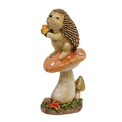 Resin Mushroom Perched Woodland Friend Figurine 4 Asstd.