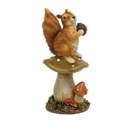 Resin Mushroom Perched Woodland Friend Figurine 4 Asstd.