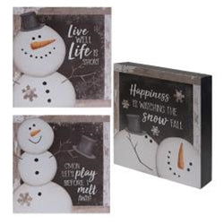 Happy Snowman Box Sign 3 Asstd.