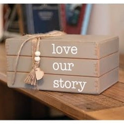 Love Our Story Wooden Book Stack