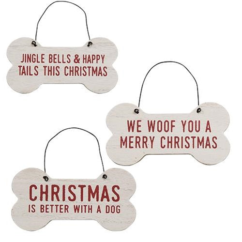 Better With A Dog Bone Ornament 3 Asstd.