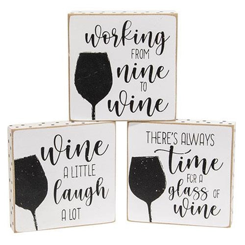 Always Time For Wine Polka Dot Square Block 3 Asstd.