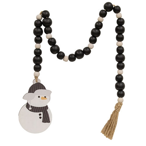 Black & White Bead Garland w/Snowman