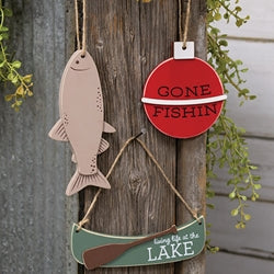 3/Set Lake Fishing Wooden Ornaments