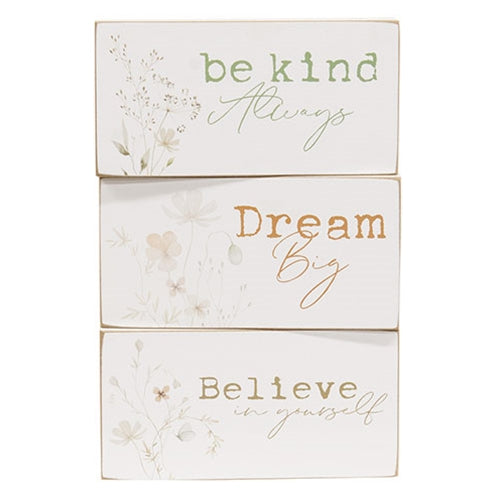 Dream Believe Be Kind Floral Block 3 Asstd.