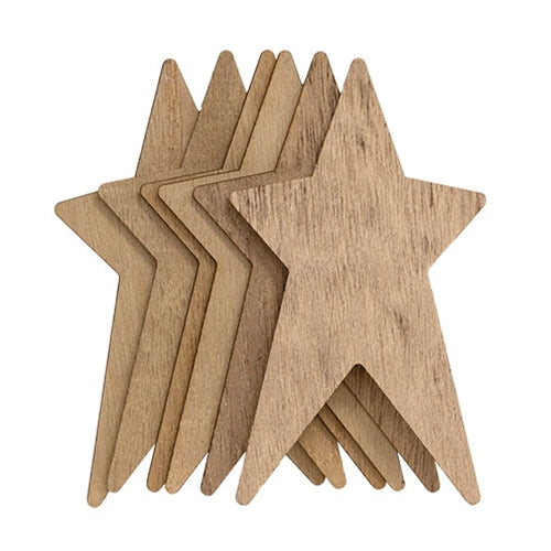 6/Pkg Unfinished Wooden Primitive Stars 6"