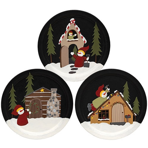 Snowman & House Plate 3 Asstd.