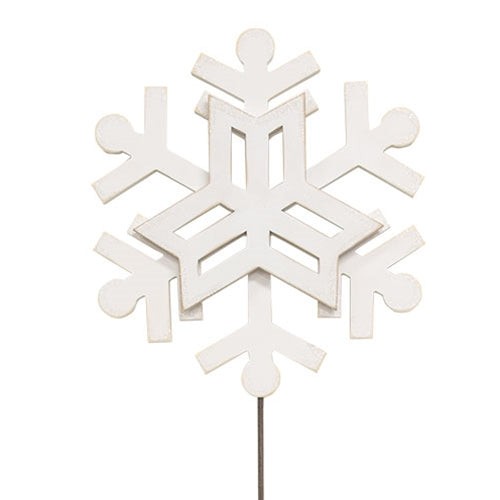 Glittered Layered Wooden Snowflake Planter Stake 14"