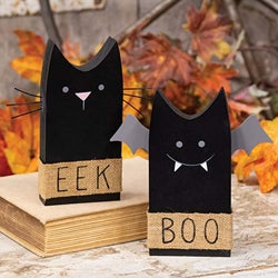 Boo Bat Eek Cat Wooden Sitter 2 Asstd.