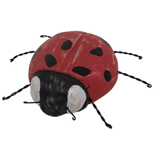 Distressed Wooden Ladybug w/Wire Legs
