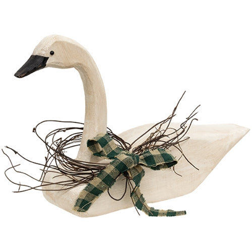 Distressed Wooden Carved Look Swan