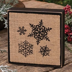 Stamped Burlap Snowflake Box Sign