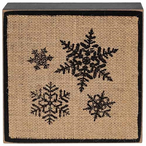 Stamped Burlap Snowflake Box Sign