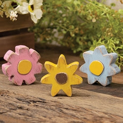 3/Set - Distressed Chunky Wooden Spring Flower Sitters