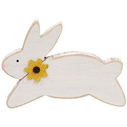 Distressed White Wood Flower Bunny - 3 Asstd.