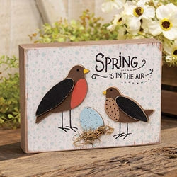 Spring Is In the Air Layered Nesting Birds Box Sign