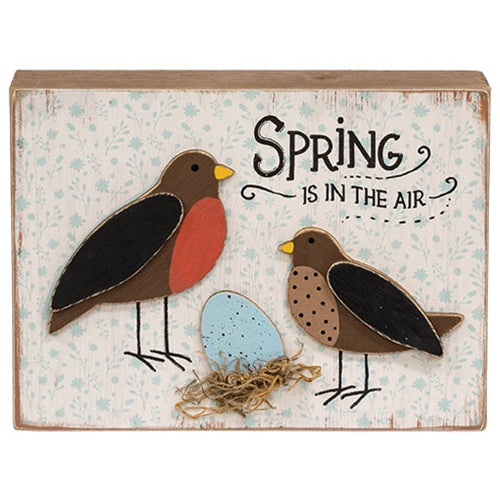 Spring Is In the Air Layered Nesting Birds Box Sign