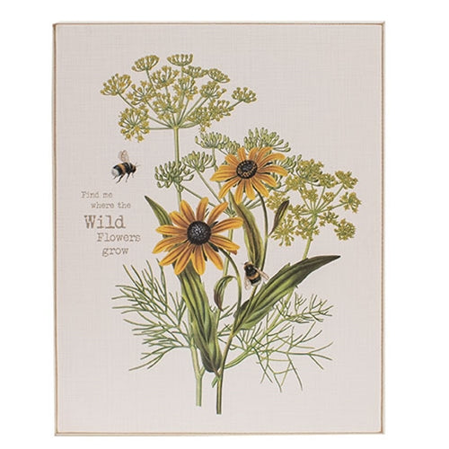 Find Me Where the Wild Flowers Grow Wooden Bees & Flowers Sign