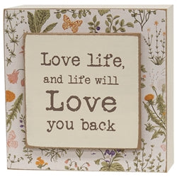 Love Life Layered Floral Box Sign - 2 Asstd.