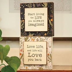 Love Life Layered Floral Box Sign - 2 Asstd.