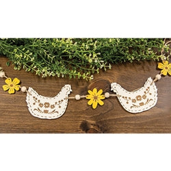 Embossed Flowers & Chickens Wooden Garland