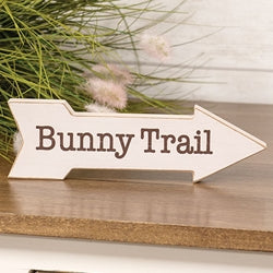 Distressed Wood Bunny Trail Arrow Block Sign