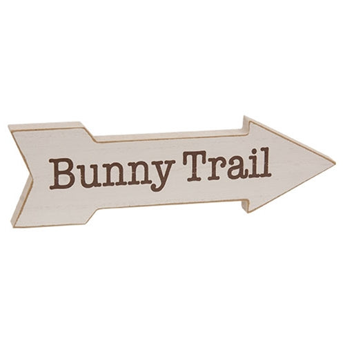 Distressed Wood Bunny Trail Arrow Block Sign