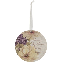 Blossoming Words Vintage Round Ornament - 3 Asstd.