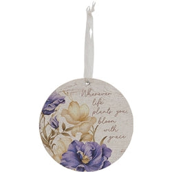 Blossoming Words Vintage Round Ornament - 3 Asstd.