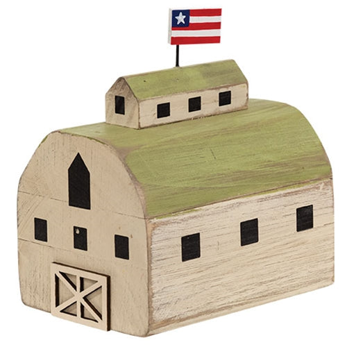 Distressed Carved Wood Americana Barn