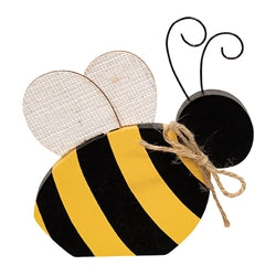 Wooden Bee Sitter w/Burlap Wings - 3 Asstd.