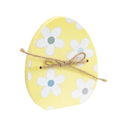 Dots & Stripe Wooden Easter Egg Sitter w/Jute Bow - 3 Asstd.