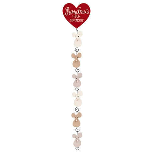 7/Set - Grandma's Little Squeakers Heart w/Mouse Name Hangers