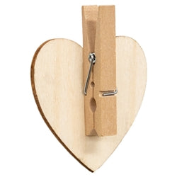 12/Set - Wooden Gold Tipped Heart Clips