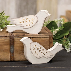 2/Set - Gold Leaf Wooden Dove Sitters