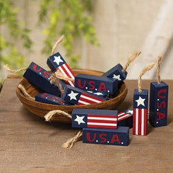 12/Set - Wooden USA Firecracker Bowl Fillers