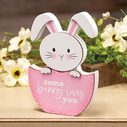 Some Bunny Loves You Hatching Bunny Wooden Sitter