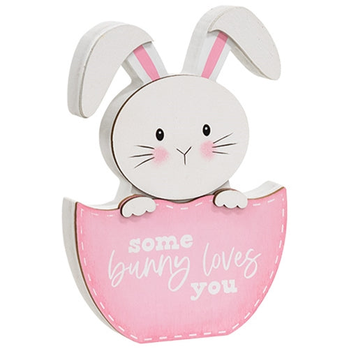 Some Bunny Loves You Hatching Bunny Wooden Sitter