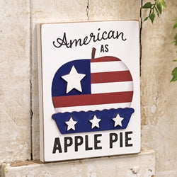 American As Apple Pie Wooden Block Sign