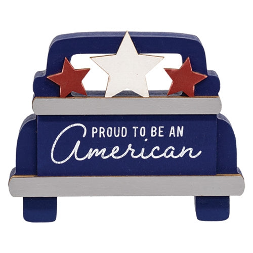 Proud To Be An Americana Chunky Blue Pickup Truck Sitter