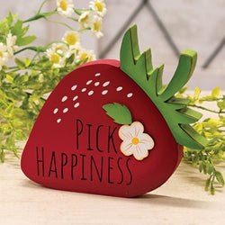 Pick Happiness Wooden Strawberry Sitter