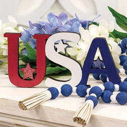 USA & Stars Wooden Cutout Sitter