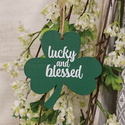 Lucky and Blessed Wooden Shamrock Ornament