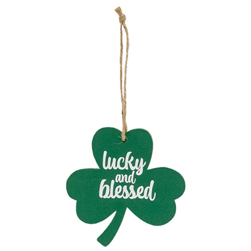 Lucky and Blessed Wooden Shamrock Ornament