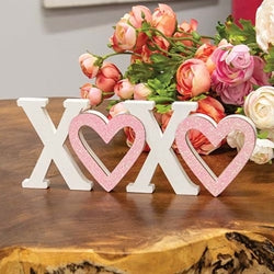 Hearts & Kisses Wooden Cutout Sitter