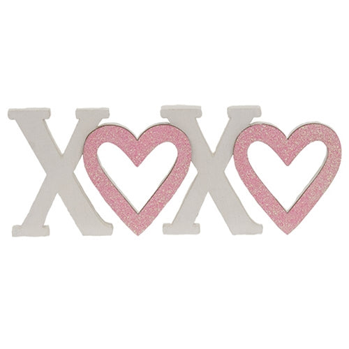 Hearts & Kisses Wooden Cutout Sitter