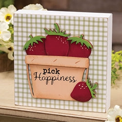 Pick Happiness Strawberries Layered Box Sign